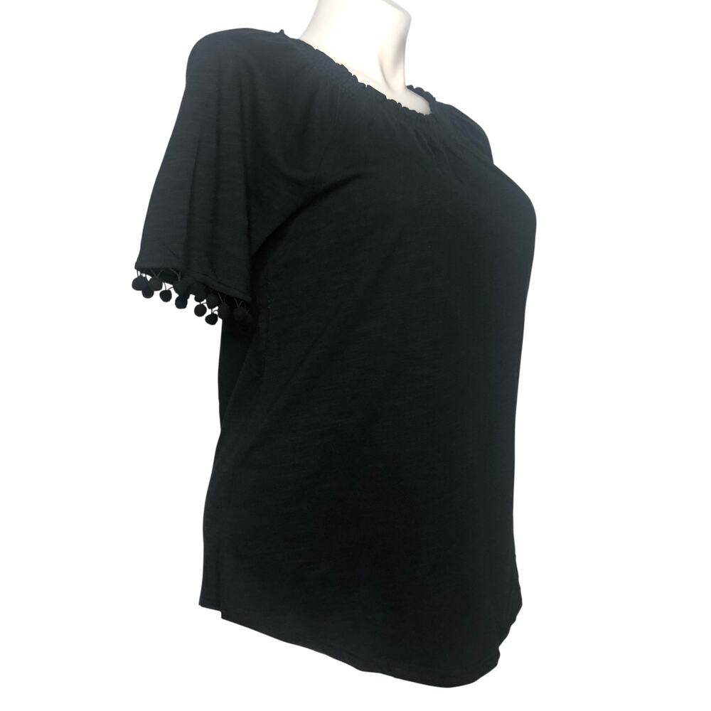 Belle by Kim Gravel Black Knit Pom Pom Top - Size Medium - Picture 5 of 11